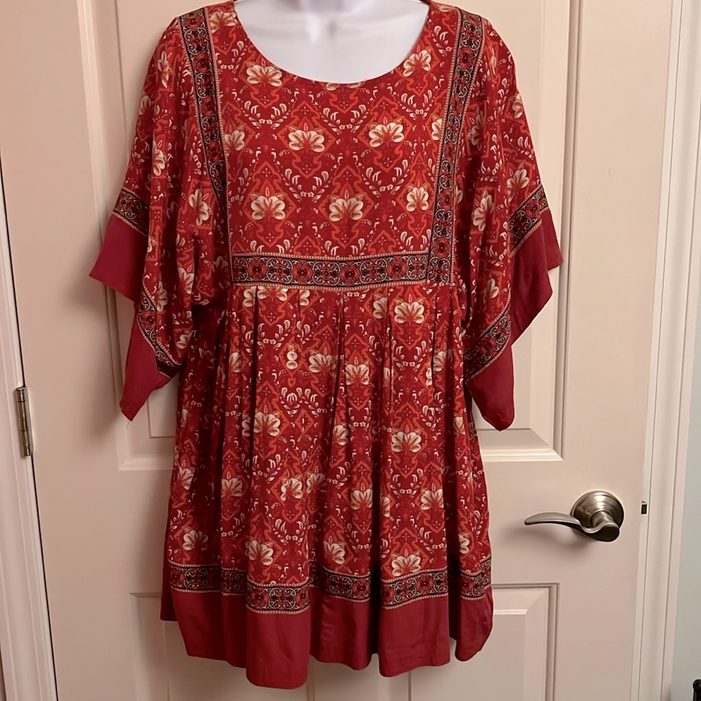 New Boho Red Vintage Floral Kimono Festival Dress